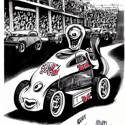 Giant_rat_in_Smart_Car_dragster,_color_cartoon_in_Big_Daddy_Roth_1960s_style