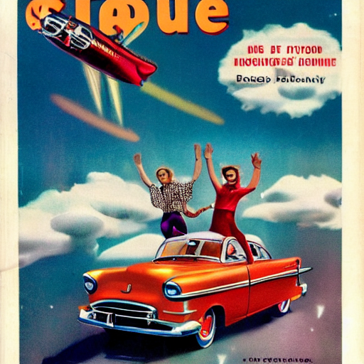 Family_of_four_flying_upward_through_the_clouds_in_their_atomic_space_car,_Popular_Science_color_cover,_1950s